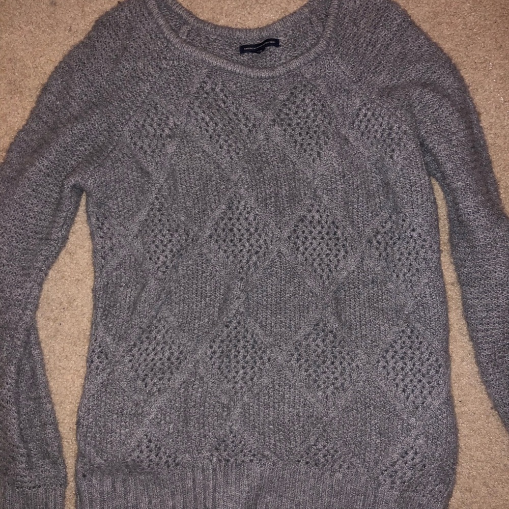 American Eagle grey cable knit sweater